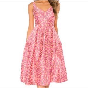 Jill Jill Stuart Midi Dress Size 14 Tan Pink Floral Embroidered Sundress